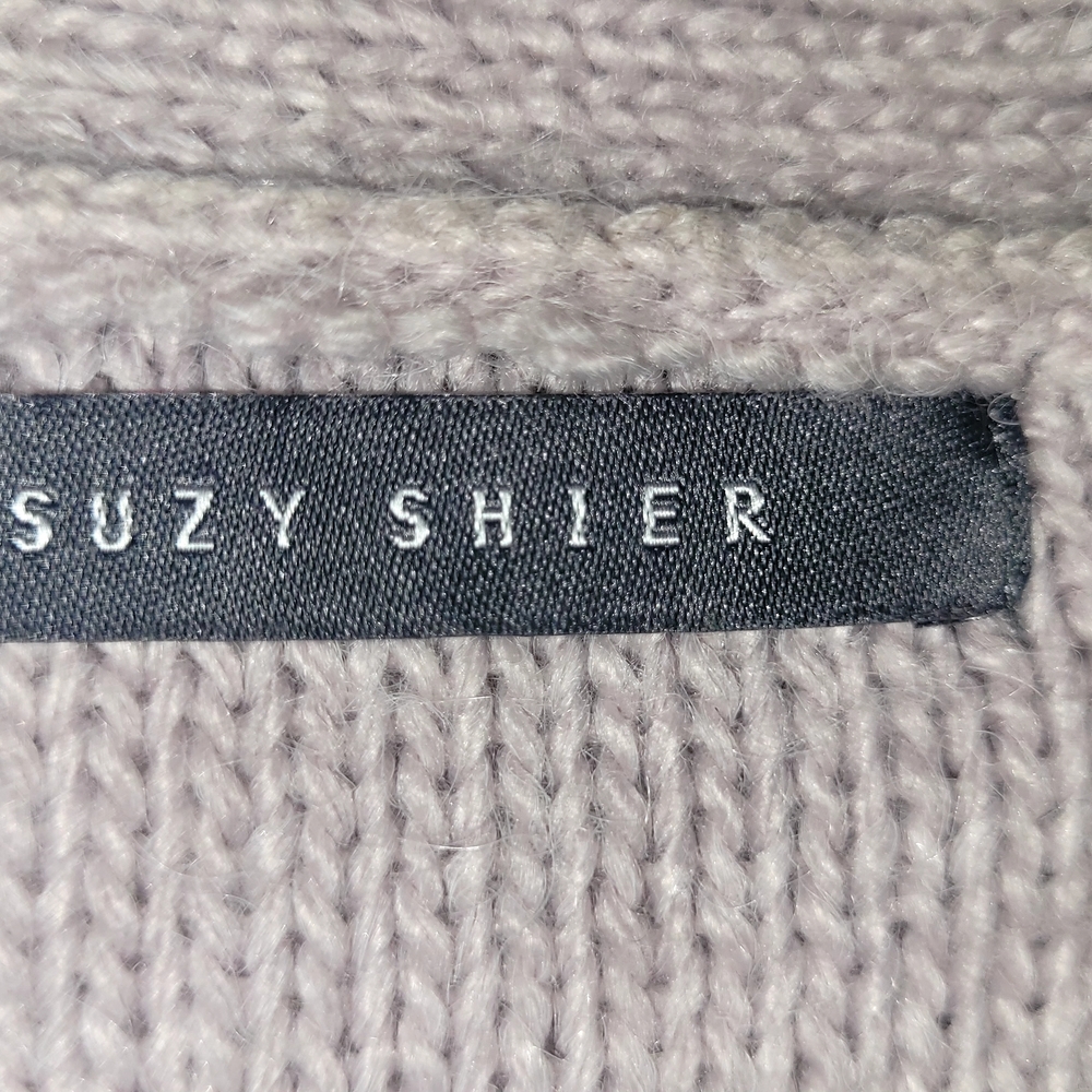 Suzy Shier Cable Knit Cardigan Open Front Cozy Knit Sweater Size M - Picture 3 of 5